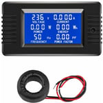 LCD Digital Ammeter Voltmeter AC 80-260V 100A, 6-i-1 Power Meter Hushållsel Elmätare Panel, Stängd Typ Energimätare CT Power Meter