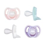 Tommee Tippee Ultra-light Dummies, 0-6 months, 4 pack of one piece silicone, BPA free Dummies