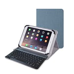 Bluetooth Keyboard Tablet Cover Stand Protective Case 10.1 inch Universal Hemp Folio Sleeves Compatible With ipad Samsung Galaxy Tab Lenovo LG TECLAST 9.7 10.1 10.3 10.5 10.8 inch (Blue)