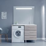 Cuisibane - Meuble lave-linge kora avec plan vasque déportée + Miroir Elégance- Bois- Vasque à droite