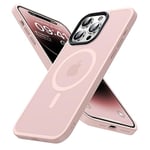 ONOFSO Coque Magnétique pour iPhone 14 Pro Max 6,7 Pouces [Compatible avec MagSafe][Protection Antichoc Qualité Militaire] Housse pour Téléphone Mate Semi-Transparente Anti-Empreintes, Rose