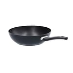 MasterChef Wok Non Stick Stir Fry Pan 28cm For Induction Hob, Gas, Halogen & Ceramic Stoves With Scratch Resistant & Nonstick Coating, Dishwasher Safe, Aluminium, Woodlook,Black