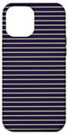 Coque pour iPhone 12 Pro Max Bleu marine Tan rayé girly esthétique Preppy Stripe