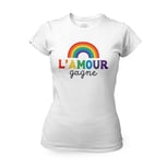 T-Shirt Femme Col Rond L'amour Gagne Lgbtq+ Gay Lesbien Pride