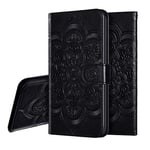 IMEIKONST Huawei Y7 Prime 2018 Étui Mandala Embossed Cuir Flip Porte-Cartes de Crédit Portefeuille Magnétique Closure Stand Housse Coque pour Huawei Honor 7C / Enjoy 8 Mandala Black LD