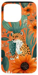 Coque pour iPhone 15 Pro Max Orange Abstrait Géométrique Western Boho Léopard Tournesols