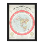 Map Gleason 1892 World Time Calculator Flat Earth Artwork Framed Wall Art Print 18X24 Inch