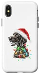 Coque pour iPhone X/XS Chapeau de Père Noël allemand à poil court Lumières de Noël Chien Maman Papa