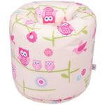 Pouf pour enfants, pouf imprimé pour enfants, pouf en polycoton pour salle de jeux, pouf de jeu pour enfants 50x50 cm avec remplissage - Hiboux