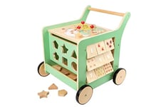 Small Foot 10947 Chariot de marche Move it, en bois certifié 100% FSC, jouet de motricité pour les premiers bébé, multicolore, S