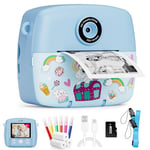 ASTGMI Kids Camera Instant Print Camera for Boys,1080P HD Kids Digital Camera with Color Pens, 3 Rolls Print Paper,Kids Birthday Gifts Toys for 3 4 5 6 7 8 9+ Year Old(Blue)