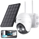 5MP Camera Surveillance WiFi Exterieure sans Fil Camera Solaire 360° Sirène IP65