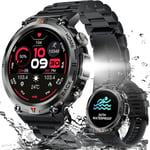 Montre Connect??E Homme Avec Lampe De Poche Led ??Tanche 3atm Militaire Smartwatch Avec Appel Bluetooth 113 Modes Sportifs Fr??Quence Cardiaque Sommeil Podom??Tre Fitness Tracker Pour Ios Android Samsung