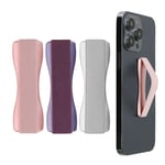 Set of 3x Smartphone Phone Finger Straps Grips - Berry Rose Gold Silver