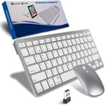 Ensemble Clavier Souris Sans Fil, Bluetooth Et Usb 2,4 Ghz, Clavier Sans Fil Avec Souris Silent Mini Clavier Ultra Fin Sans Fil Pour Ipad, Mac, Pc, Ordinateur Portable, Tablette, S[MOU142560]