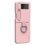 NILLKIN Camera Lens Slide Cover Design Nestemäinen silikoni puhelin asia Samsung Galaxy Z Flip 4-pinkki