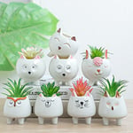 ARTKETTY 8 PCS Cute Animal Succulent Plant Pots with Drainage Hole, Small Cartoon Ceramic Succulent Plant Pots Tiny Cactus Flower Plant Containers for Indoor/Outdoor Decor