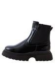 Kickers Kenzi Chelsea Black Patent Leather Boot - Black, Black, Size 2 Older