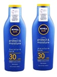 2 x Nivea Sun SPF30 Sun Cream Lotion Moisture Lock 200ml New