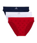 Adidas Women's Seamless Bikini Underwear 3-Pack, Vivid Red W. Logo Jacq/White/Night Indigo, XL