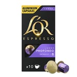 L'OR Espresso Lungo Profondo Intensity 8 - Nespresso* Compatible Aluminium Coffee Capsules - 10 Packs of 10 Capsules (100 Drinks)