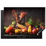 KitchenYeah© Protection Plaque Cuisson Deco Cuisine Cache Induction 75x52 cm Protège Pour Cuisiniere Protection Légumes - Fruits - Rustique - Table