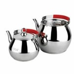 O.M.S. Coffee Teapot Tea Pot Set Stove Top Kettle 18/10 S/Steel 2.25 & 5 Litre