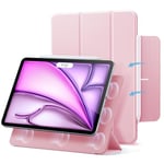 ESR Coque pour iPad Air 13 Pouces M2 (2024), iPad Pro 12.9(2022/2021), Fixation Magnétique Puissante, Coque Fine à Trois Volets, Support Pencil Pro/USB-C, Protection Durable, Série Rebound, Rose