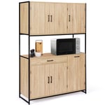 Buffet de cuisine 120 CM DETROIT meuble 6 portes design industriel + tiroir