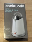 Cookworks 150w Kitchen Electric White Coffee beans & Herb Grinder Brand New