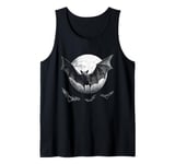 Gothic Bat Halloween Full Moon Horror Vampire Spooky Goth Tank Top