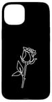 Coque pour iPhone 15 Plus Rose Fleur Abstraite Dessin Minimaliste one Line Art