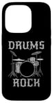 Coque pour iPhone 14 Pro Batterie Rock, batteur fête des pères musicien rock Goth