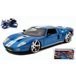 FORD USA GT 2005 FAST & FURIOUS VII BLUE WITH WHITE STRIPES 1:24 Jada Toys