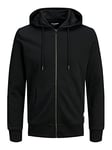 JACK & JONES Mens Zip Hoodie Black XS