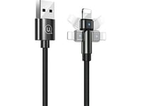 Usams Usb Cable Usams U60 2A Lightning Braided Swivel Cable Black/Black 1M Sj476usb01 (Us-Sj476)