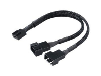 Akasa PWM Fan Splitter - Splitter för fläkt - 2x4 pin PWM (hane) - till 1x4 pin PWM (hona) - 15 cm - svart