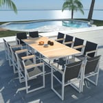 AUCUNE ♫4768 Salon de jardin 12 personnes Bas De Jardin Mobilier et dessus table en WPC Aluminium Classique MMCZ®