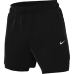 Nike Stride Running Division FZ1135-010 Short de Course Dri-Fit, imperméable, Design 2 en 1, pour Homme, 12,5 cm, Noir/argenté réfléchissant, Taille S