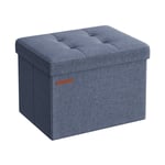 Banc de Rangement Pliable de 41 cm, Coffre de Rangement, Tabouret Repose-Pieds, Pouf de Chambre, Bleu Denim Clair