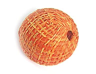 Perle en bois boule doublée de tissu orange 20 mm. 25 u.