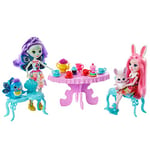 Enchantimals Coffret le goûter enchanté, mini-poupées Patter Paon et Bree Lapin et leurs figurines animales, accessoires inclus, jouet enfant, GLD41