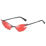 ZZOW Unique Cat Eye Bat Wing Shape Sunglasses Women Men Rimless Vintage Metal Eyewear Mirror Sun Glasses Goggles