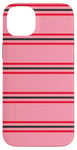 Coque pour iPhone 14 Plus Rose et rouge rayé mignon girly esthétique Preppy Stripe