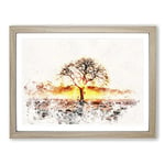 Sunlight Through The Oak Tree Watercolour Modern Framed Wall Art Print, Ready to Hang Picture for Living Room Bedroom Home Office Décor, Oak A3 (46 x 34 cm)