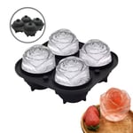 Moule a glace à rose 4 cavités,Grand bac à glaçons en silicone,Bac à glaçons fleur avec couvercle,Moule DIY pour refroidir les cocktails, le whisky, les jus de fruits,Bac a glacon pour congélateur