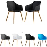 Lot de 2 chaises en plastique Eden avec coussins en similicuir - Chaise de salle à manger rembourrée pour salle à manger, cuisine - Noir