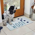 Large Dog Paws Indoor Door Mat 'Woof' Novelty Bowl Place Mat Fabric Muddy Paws