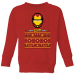 Marvel Avengers Iron Man Pixel Art Pull de Noël pour enfants - Rouge - 7-8 ans - Rouge