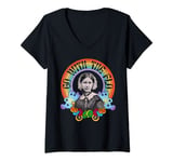 Womens Florence Nightingale Groovy Nurse Go With Flo Retro Rainbow V-Neck T-Shirt